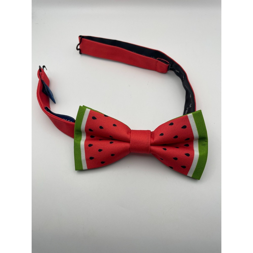 Saddlebred Mens Watermelon Print Pre-Tied Bow Tie Red Green Fruit Novelty Summer